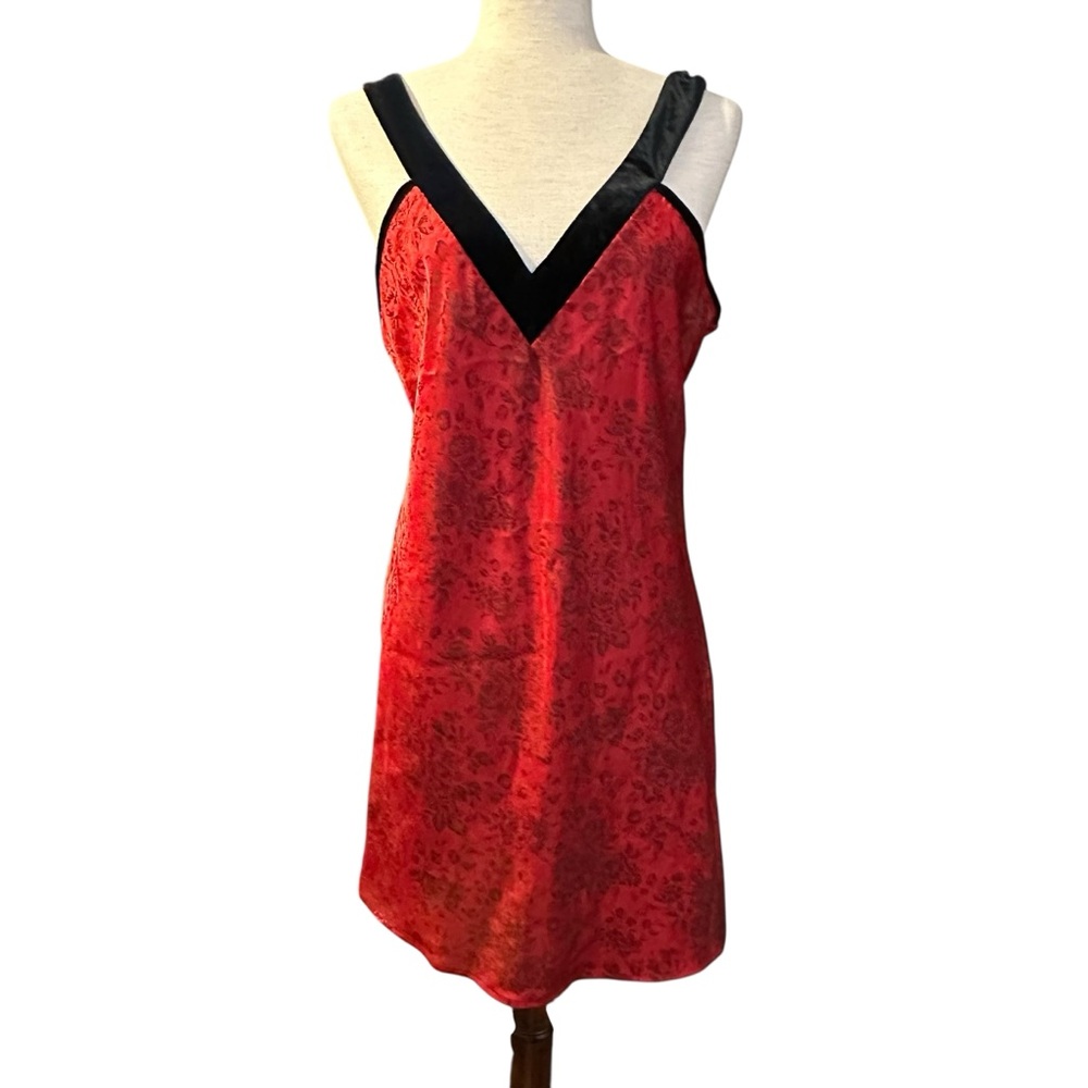 Sostanza Satin Jacquard Slip L 90s Grunge Romantic Goth Boudoir Pinup Lingerie - Picture 1 of 9